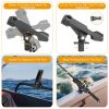 Boat Fishing Pole Rod Holder 360¬∞ Rotatable Kayak Side Rail Mount Adjustable Folding Rod Holder with Large Clamp