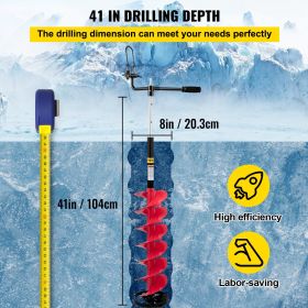 VEVOR Ice Drill Auger, Nylon Ice Auger, Ice Auger Bit, Auger Drill with Extension Rod,Auger Bit w/Drill Adapter,Top Plate & Blade Guard for Ice Fishin (Extension Rod Length: 41"/44.5"/48", 104 cm/113 cm/122 cm, Auger Diameter: 8 inch)